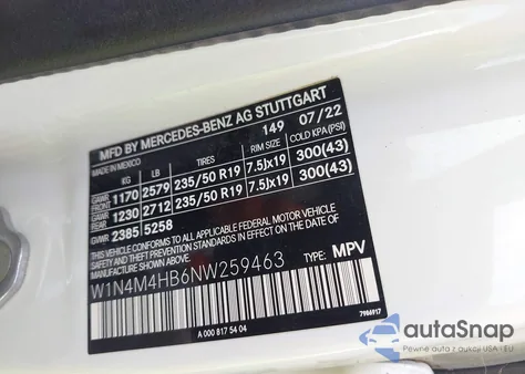 2022 Mercedes-Benz Glb 4Matic из США, поврежденный, VIN W1N4M4HB6NW25946